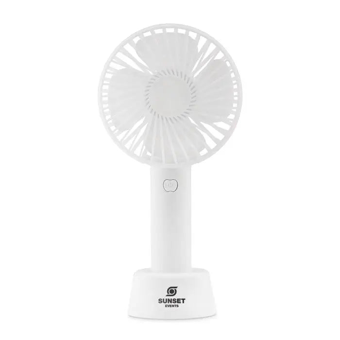 Ventilator usb de birou alb cu lame circulare si suport minimalist pentru birou
