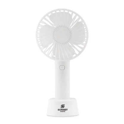 Ventilator usb de birou alb cu lame circulare si suport minimalist pentru birou