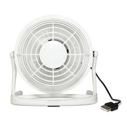 Ventilator usb alb cu ventilator de birou alimentat prin usb si design minimalist rotund