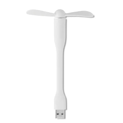 Ventilator usb portabil alb cu doua pale subtiri si design minimalist alimentat prin usb pentru birou