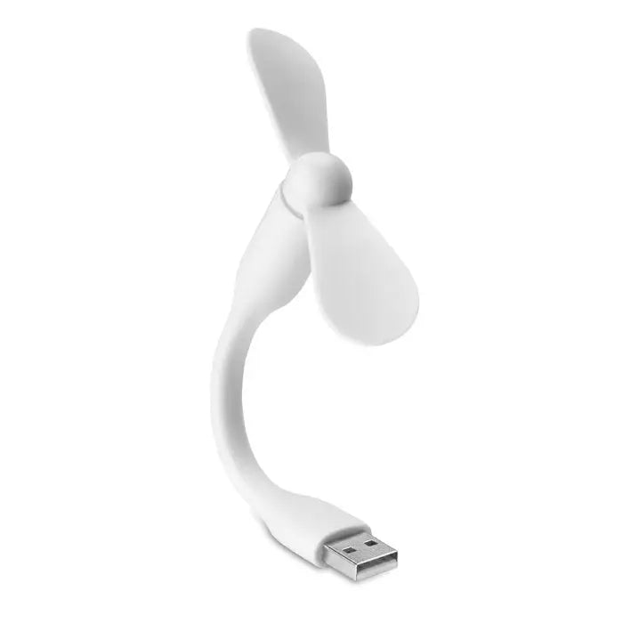 Ventilator usb portabil alb cu ventilator mini flexibil cu doua pale curbate usb alimentat