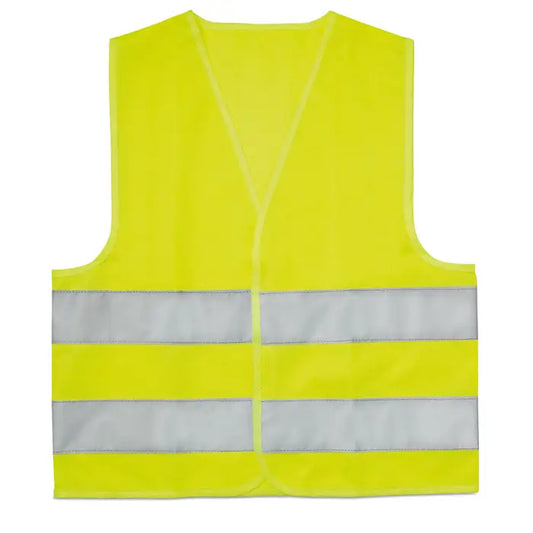 Vesta de mare vizibilitate pentru copii in culoare galben stralucitor cu doua dungi reflectorizante argintii