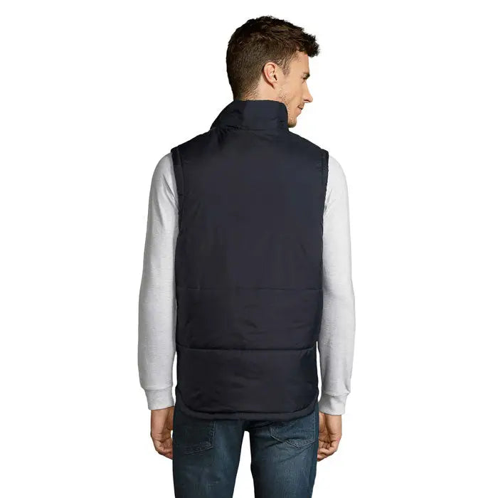 Vesta matlasată puffer albastru închis warm caps din nylon căptușit pentru sezon rece