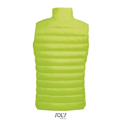 Vestă matlasată lime green cu guler înalt și cusături orizontale din colecția wave men incalzitoare pentru corp