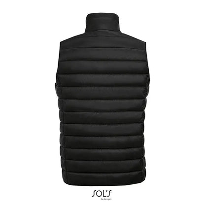Vesta neagra matlasata puffer cu guler inalt si cusaturi orizontale din colectia wave men incalzitoare pentru corp