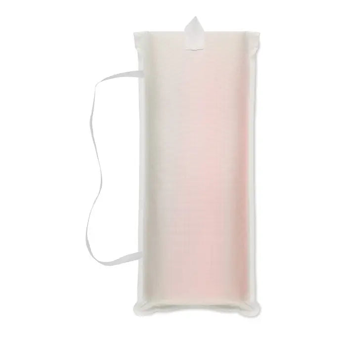 Zmeu cu design curcubeu in husa din material roz transparent cu maner alb si margini intarite