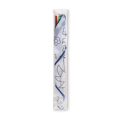 Zmeul pentru copii set colorat de creioane in teaca din plastic transparent cu ilustratii albastre si negre
